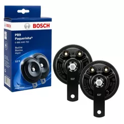 PAR BUZINA BOSCH PB9 PAQUERINHA 12V ORIGINAL SOM AGUDO 420HZ GRAVE 350HZ AUTOMOTIVA
