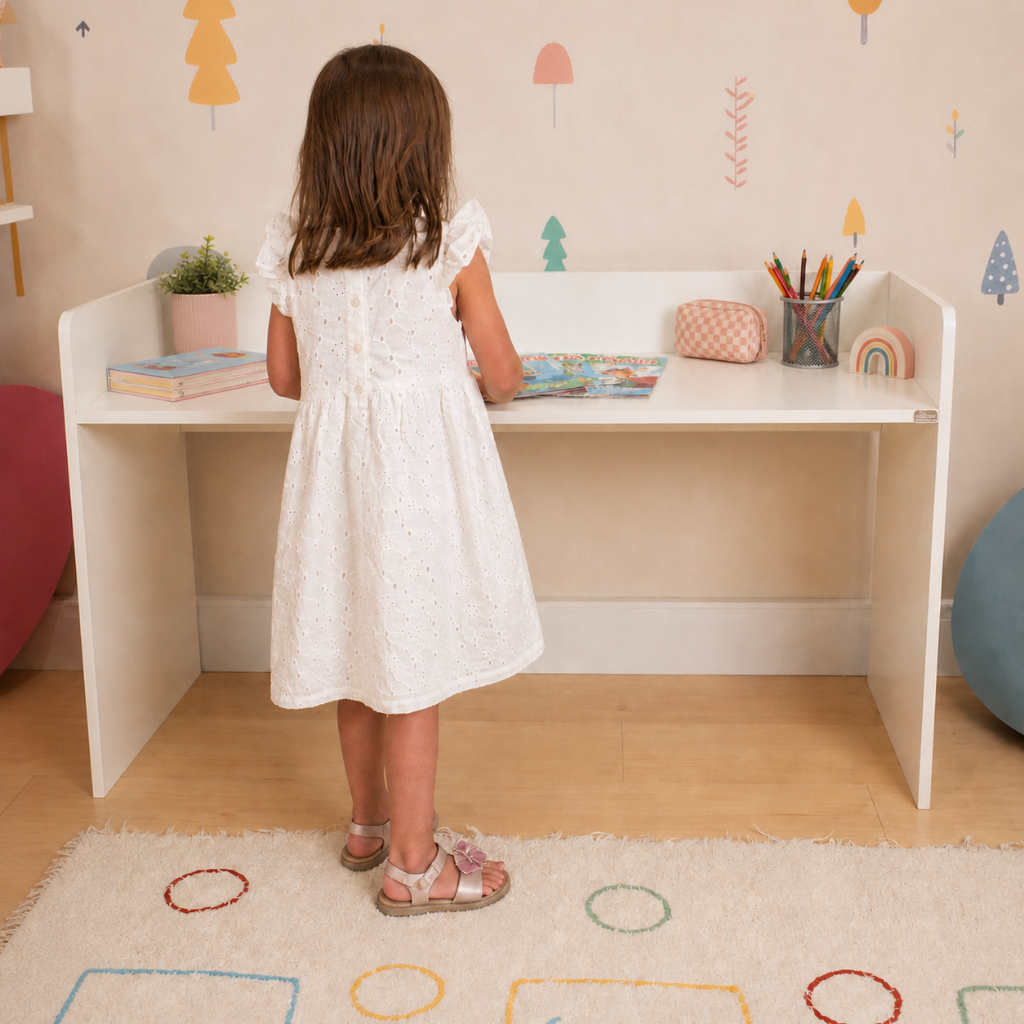 Escrivaninha Organizadora Grande Madeira Infantil Brinquedo Pedagógico Quarto Organização Montessori Kit Livro Educativo