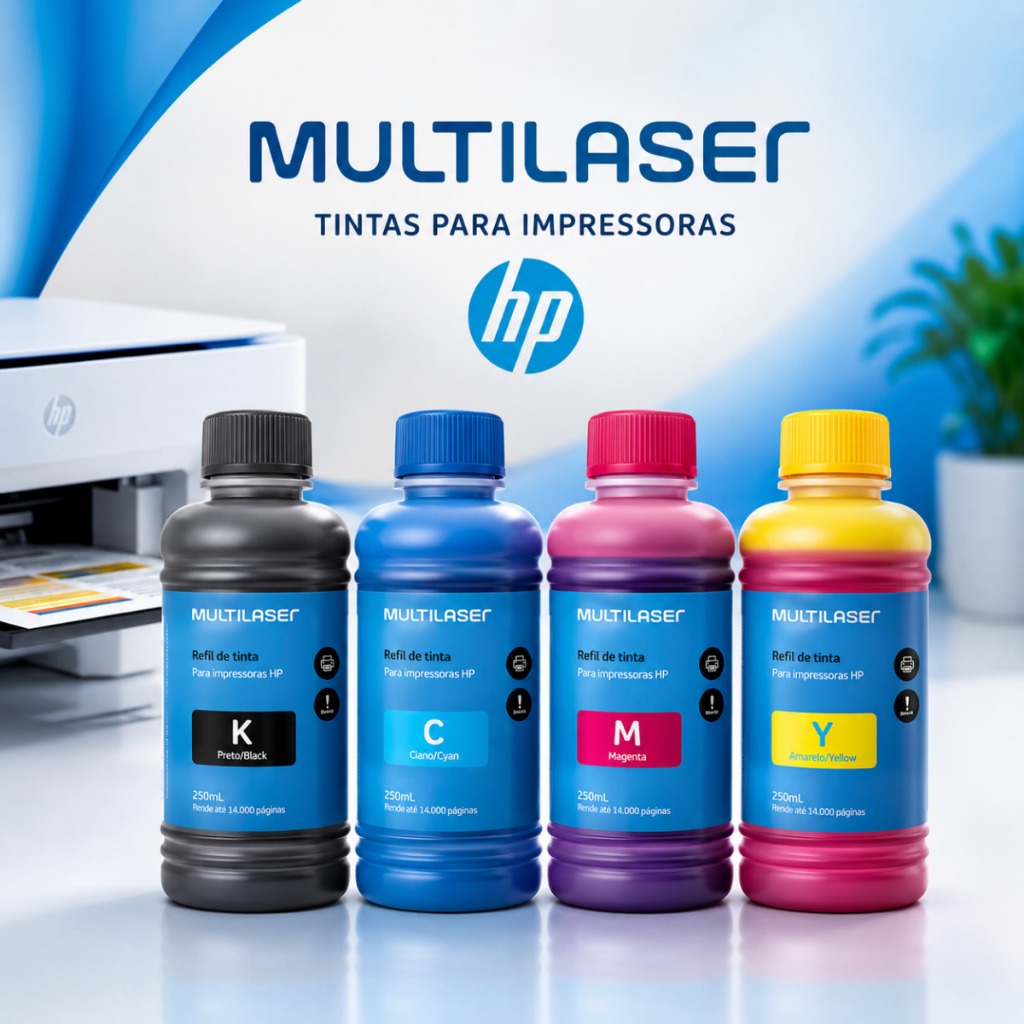 Refil Recarga Tinta para Impressora Tanque de Tinta Epson Hp Canon Brother 250ml Cores