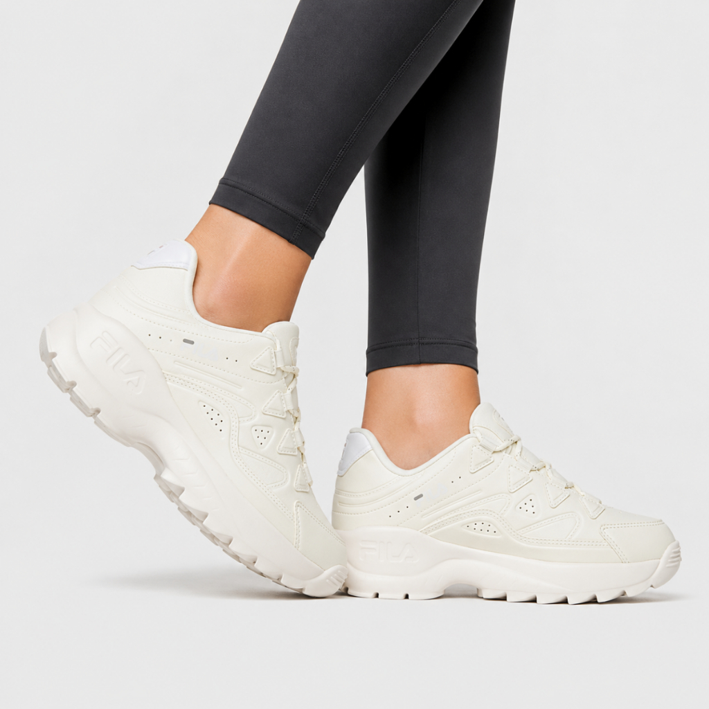 Tênis Fila Evolux Feminino Original Academia Caminhada Creme Solado Alto