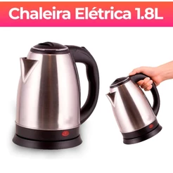 Chaleira Elétrica OliverHome 110/220v Inox 1,8L Térmica Ferve Água Rápido Desligamento Automático