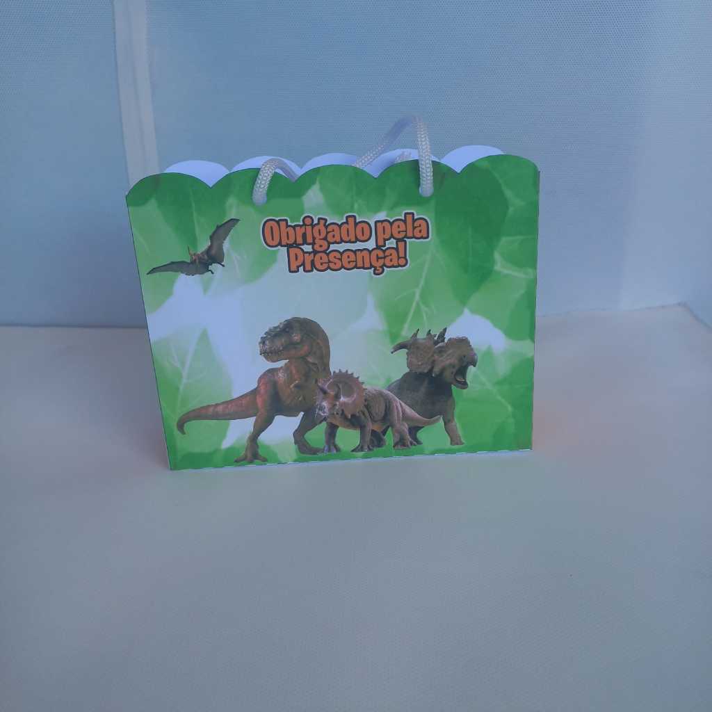 Sacolinha Personalizada Tema Dinossauro Verde – Lembrancinha Festa Infantil/FAZEMOS EM QUALQUER TEMA