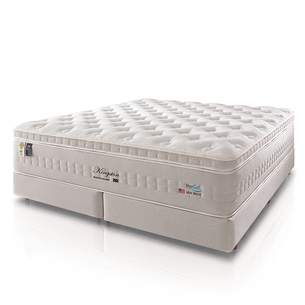 Cama Box Queen Branco + Colchão Molas Ensacadas Zidi Kingston 158x198x68cm