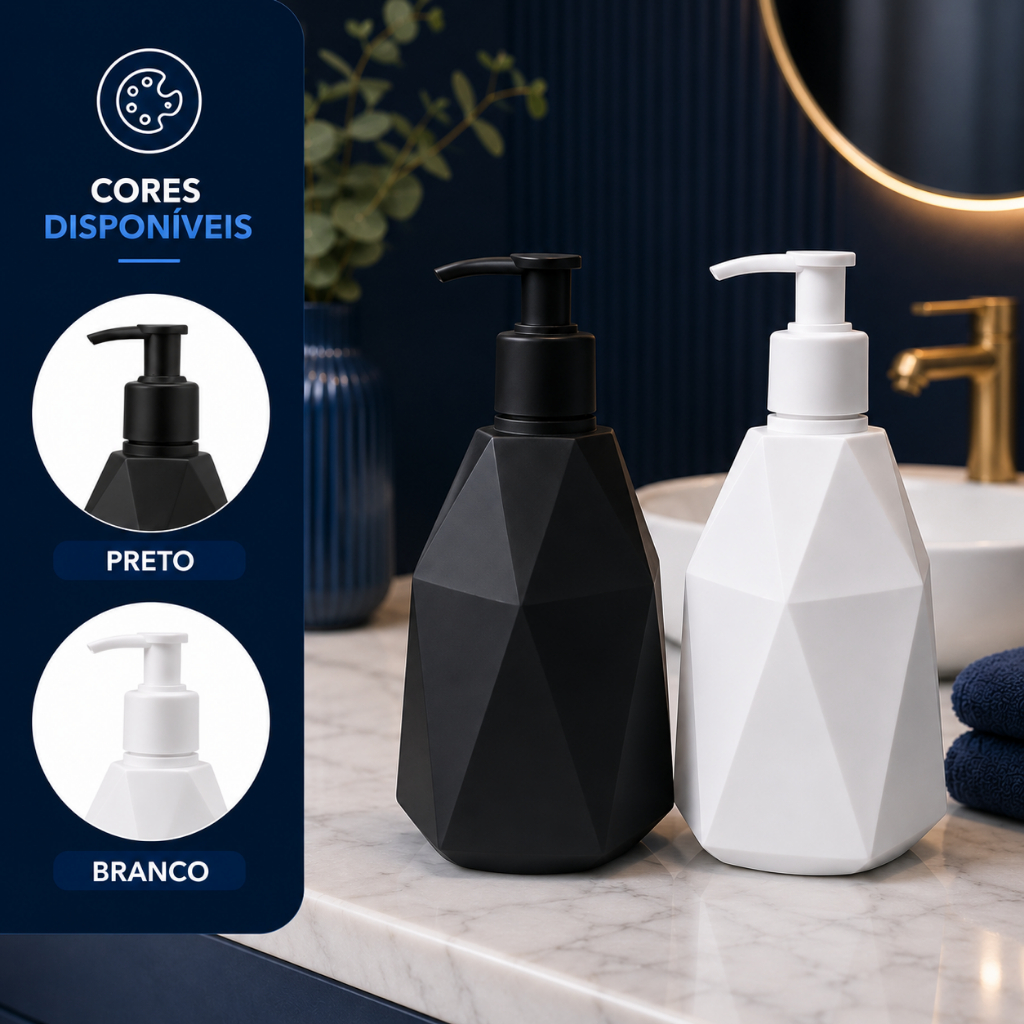 SABONETEIRA DIAMANTE PLASTICO DECORATIVA BANHEIRO 500ML
