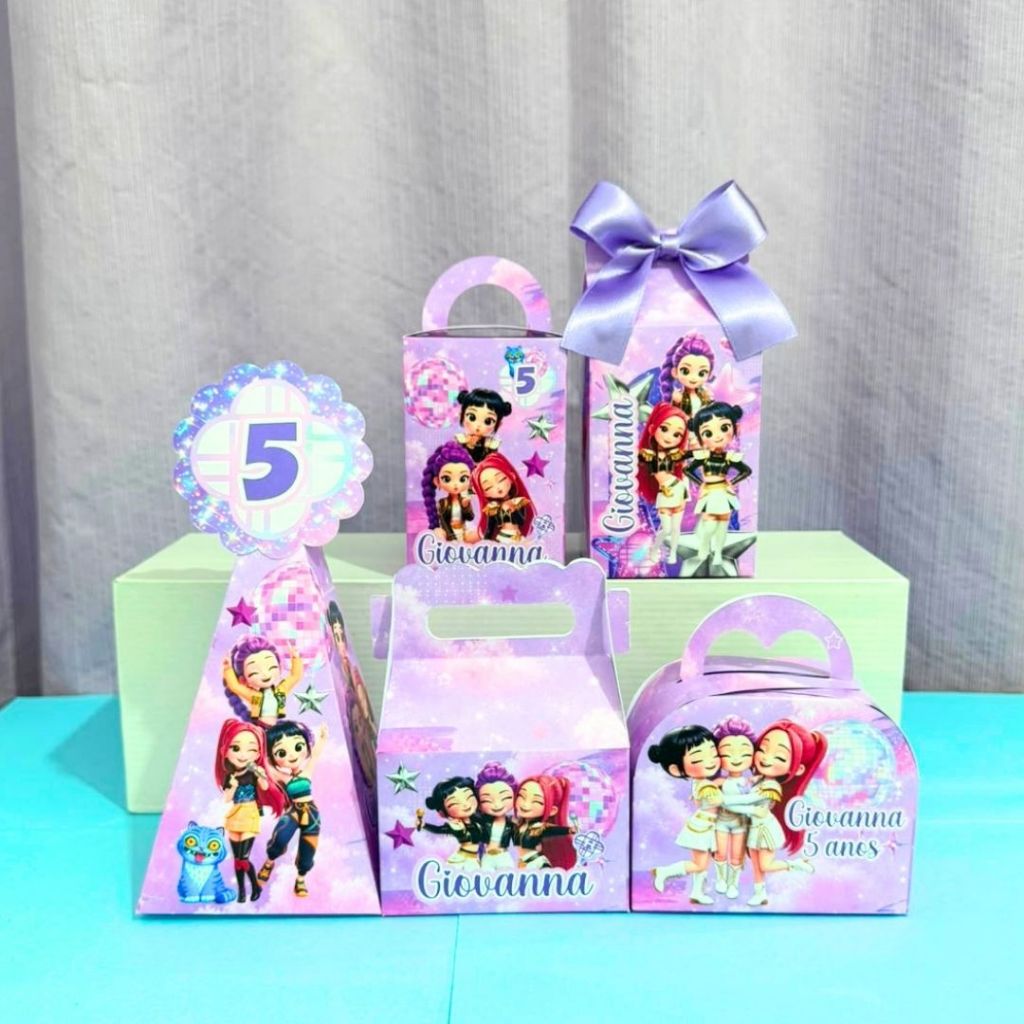 Kit Festa Guerreiras do K-POP Caixinhas personalizadas -Pegue e Monte -  Lembrancinha de festa Infantil aniversário.