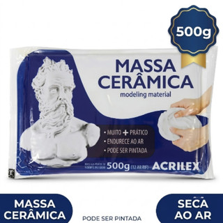 Massa Cerâmica Acrilex 500g Modelagem Artesanato Escultura Seca Ao Ar Não Precisa Forno