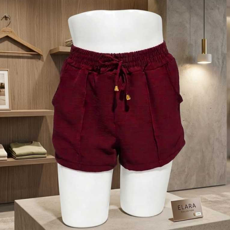 short feminino duna com elastico e bolso soltinho nao amassa verao