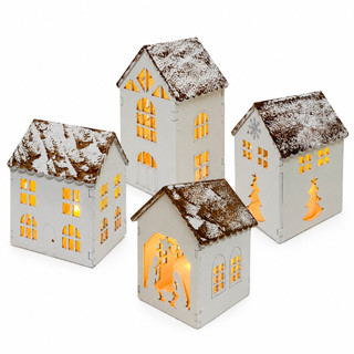 Luminária Casinha para Cenário com Vela Eletrônica Decorada- Casinhas decoração de Natal