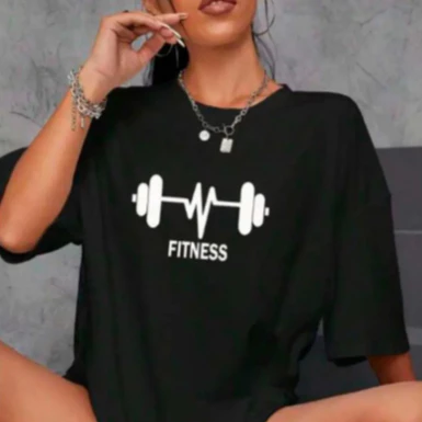 Camiseta Camisa Feminina Oversized Algodão Academia Treino