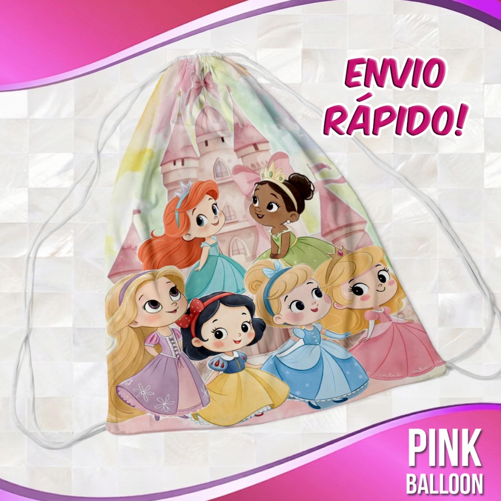 MOCHILINHA PRINCESAS BABY AQUARELA (ENVIO RÁPIDO) - SACOLINHA LEMBRANCINHA NÃO PERSONALIZADA