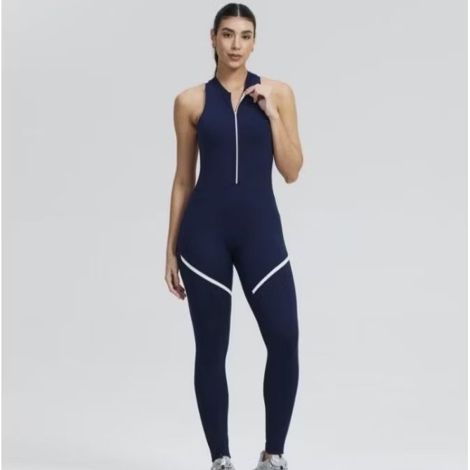 Macacão comprido poliamida longo zero transparência,feminino academia,caminhada esportes,ioga,confortável para esportes.