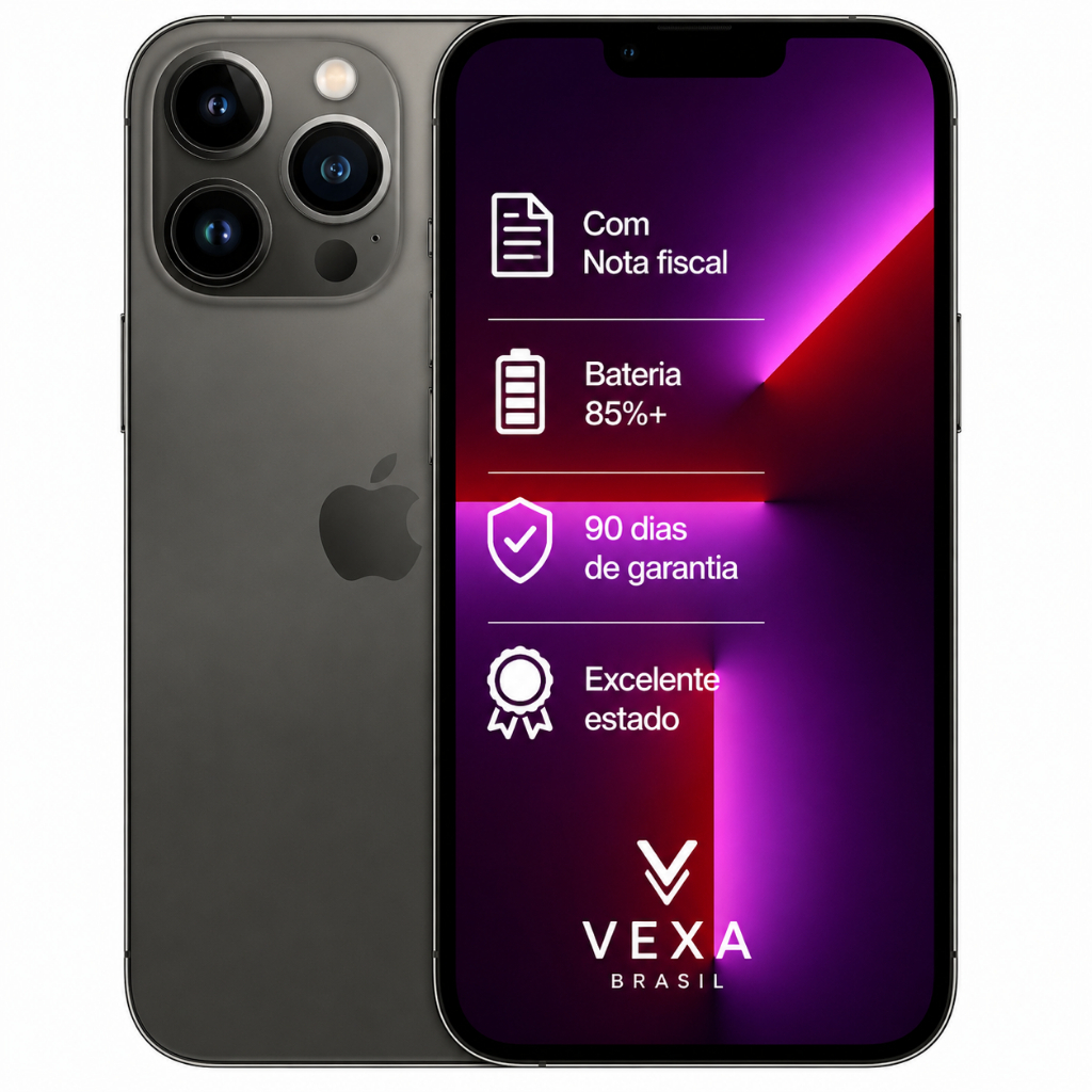 Apple iPhone 13 Pro Max 128GB Preto | Semi Novo Premium | Bateria Mínima 85%