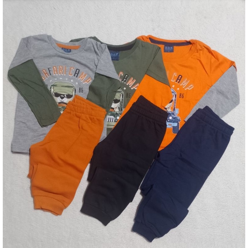 Conjunto meia estação Dog menino camisa maga longa e calça moletom tamanho P baby até 3 anos