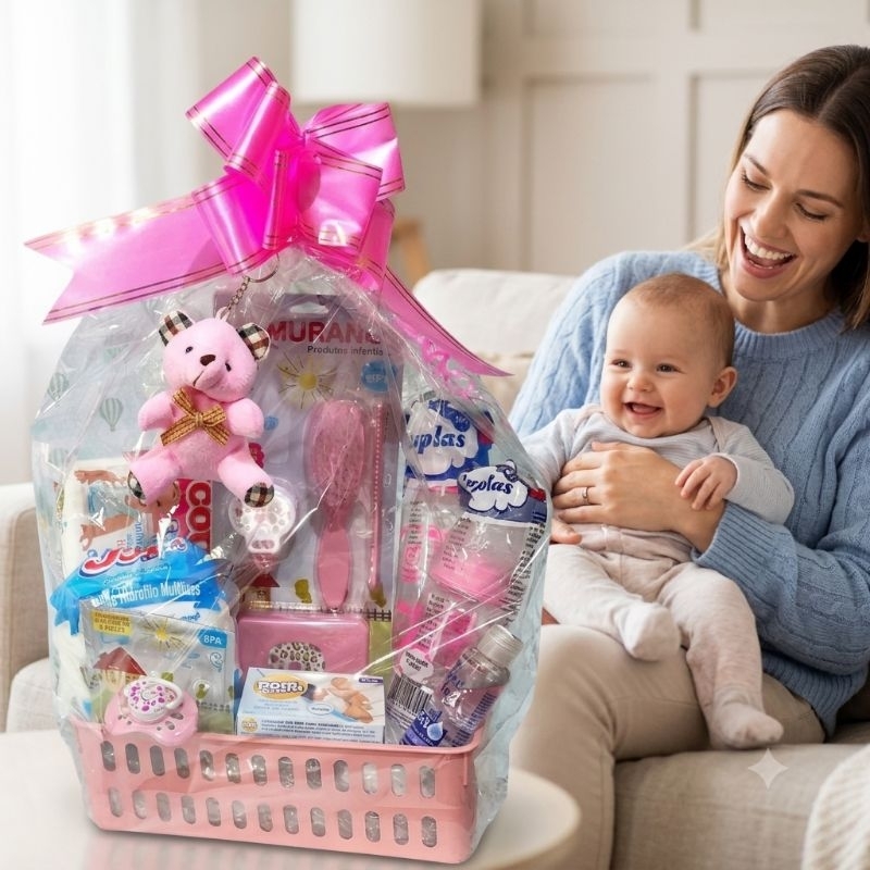Kit Bebe 15 itens Cesta Enxoval do Bebe Cesta Maternidade Lembrancinha Cha de Bebe Presente Cha de Fraldas Mamadeira