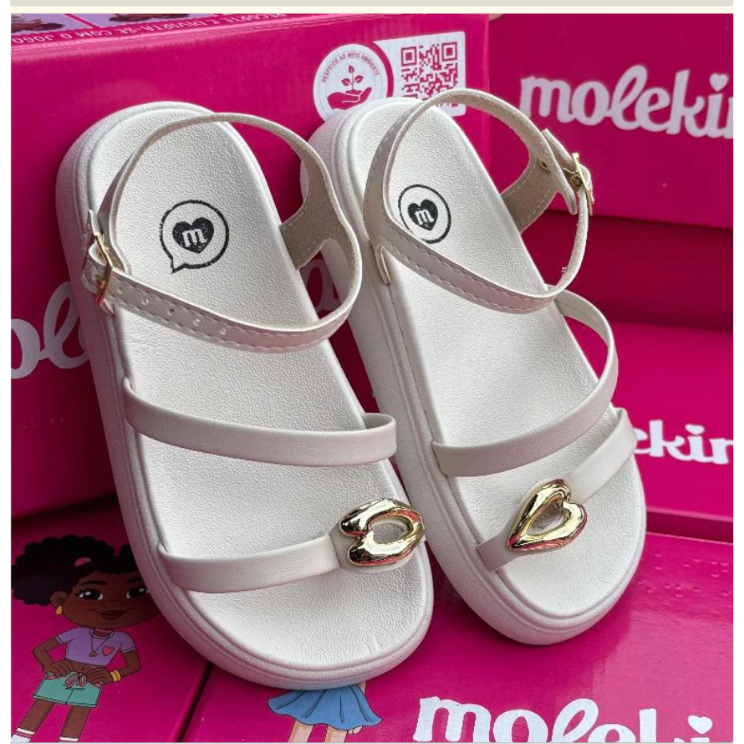 Sandália Feminina Molekinha 2358.113 Original Papete Infantil Menina Confortável Leve Macia Anatômica Antiderrapante Cas