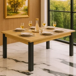 Mesa de Jantar 8/6 lugares Quadrada Industrial 150 Sala de Jantar Mesa de Cozinha