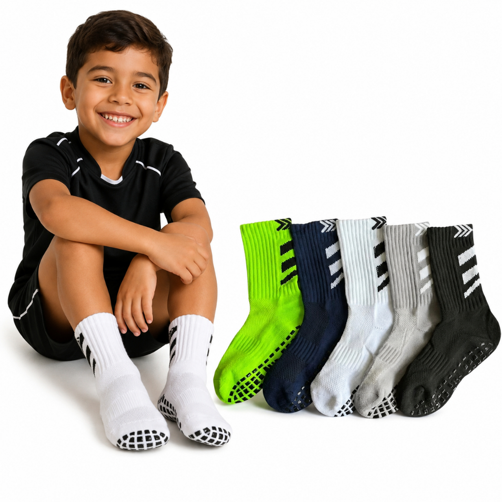 Kit 2,3 ,5 Pares Meia Antiderrapante de Futebol Esportiva Infantil Juvenil Alta Qualidade