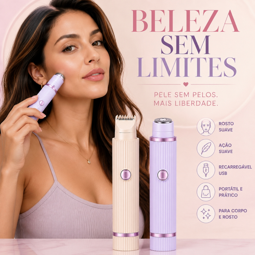 Depiladora Recarregável Elétrica Multifuncional Portátil para Barbear Corporal e Facial de Alta Eficiência