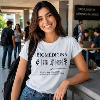 Camiseta Biomedicina Masculina 100% Algodão Estampada Universitária Biomédico Ciência Laboratório Envio Imediato