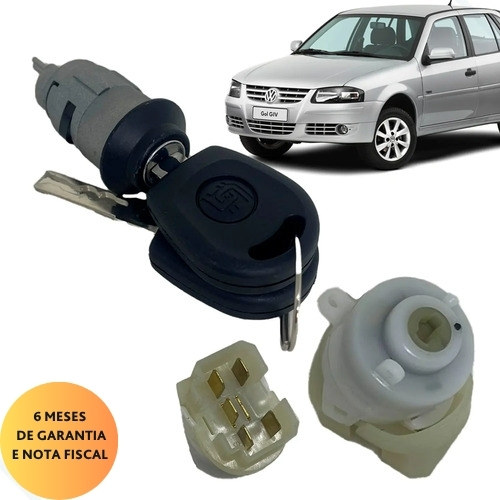 Cilindro Miolo e Comutador de Ignição Partida Com Chaves Vw Gol G3 G4 1999 a 2014 Parati Saveiro