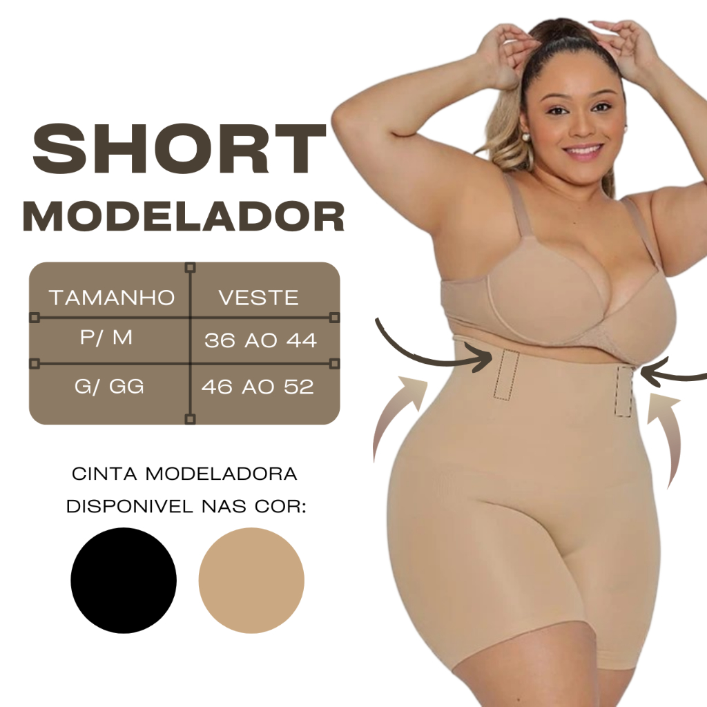 KIT 2 SHORTS CINTA MODELADOR 4 Barbatanas Alta Compressão Zero Transparência Empina Bumbum PLUS SIZE