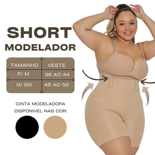 KIT 2 SHORTS CINTA MODELADOR 4 Barbatanas Alta Compressão Zero Transparência Empina Bumbum PLUS SIZE