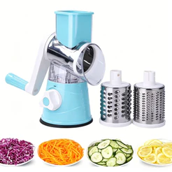 Cortador de legumes 3 em 1, cilindro manual, ralador de queijo, cortador em tiras, acessório de cozinha versátil - U11