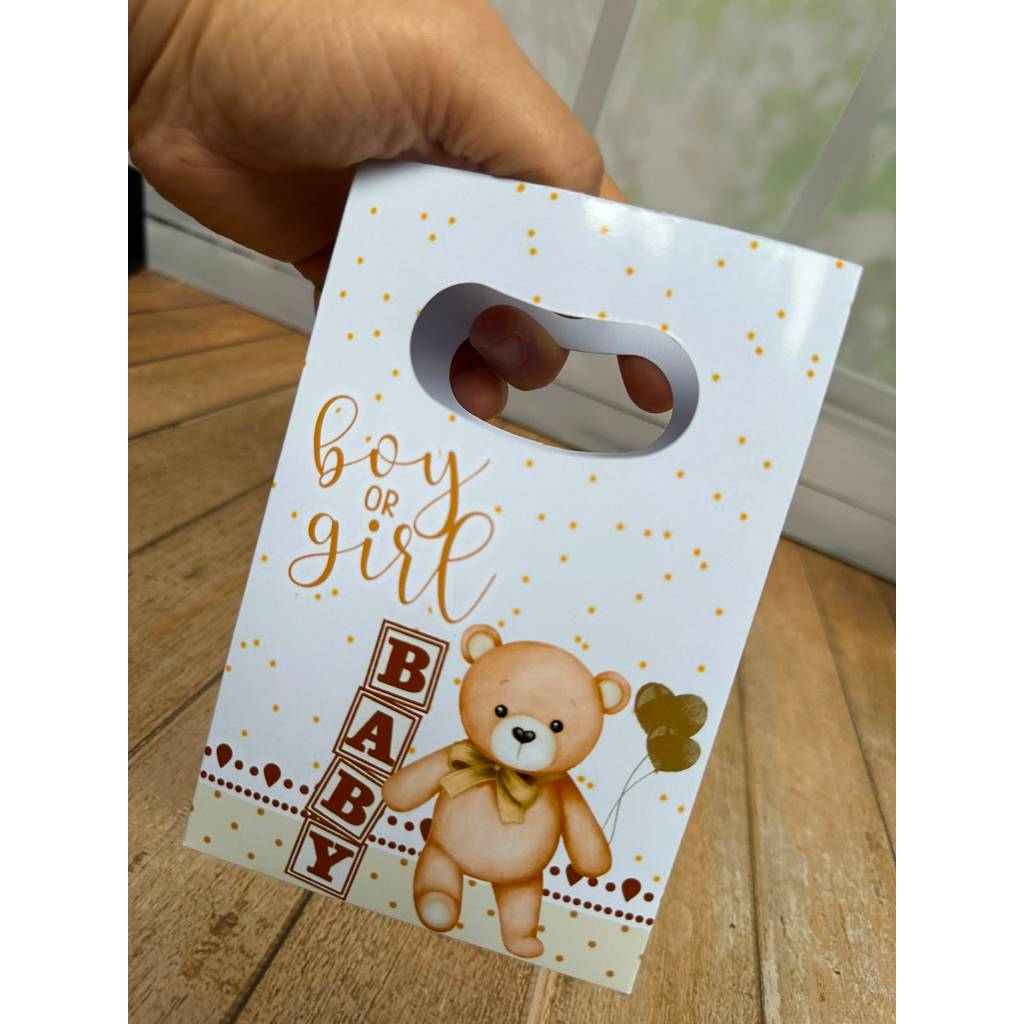 Sacolinha Surpresa Personalizada Pegue e Monte cha revelação neutro | Qualquer Tema | Lembrancinha Festa Infantil