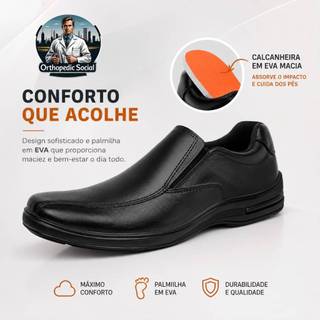 Sapato Ortopédico Social Masculino Confortável Antistress Preço Fabricante Entrega Imediata