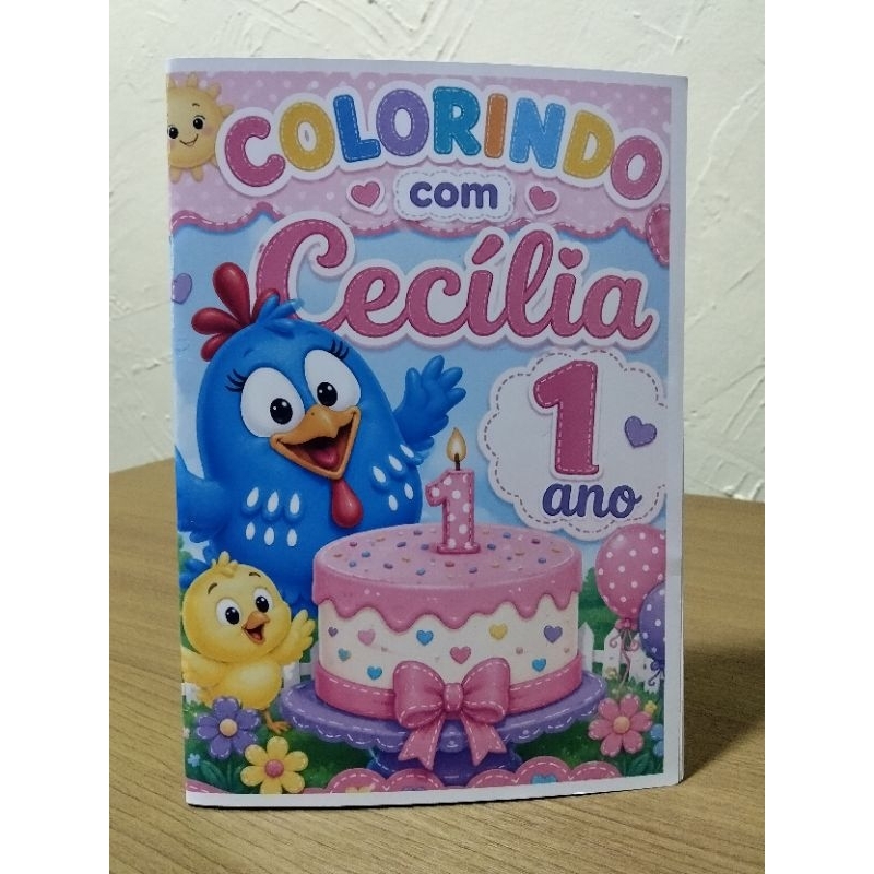 Revista de Colorir Personalizada – Lembrancinha de Aniversário | Tema Galinha pintadinha | Nome e Idade Personalizados