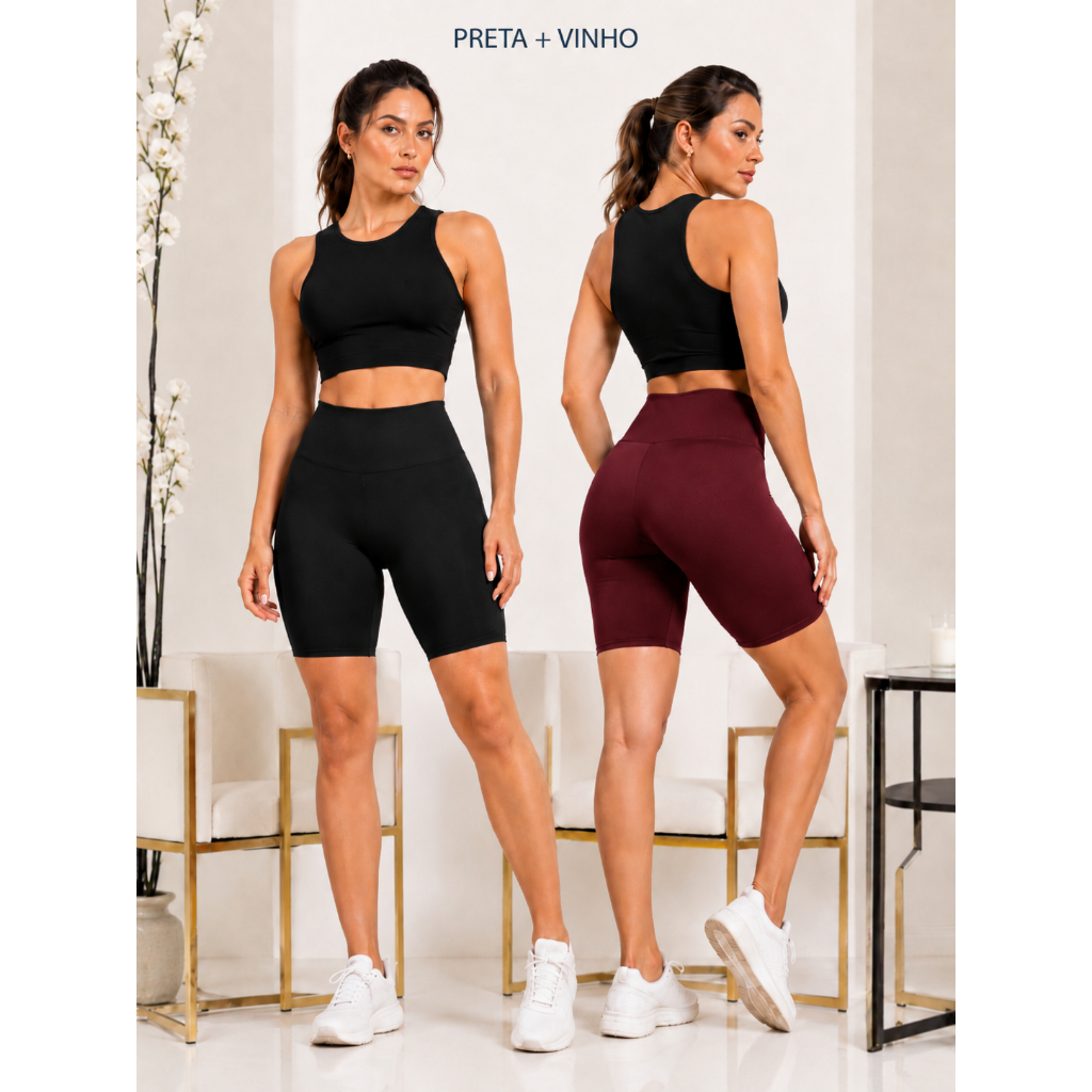 Kit 2 Bermuda Legging Feminino Fitness Academia Ginástica Ioga e Caminhada até GG