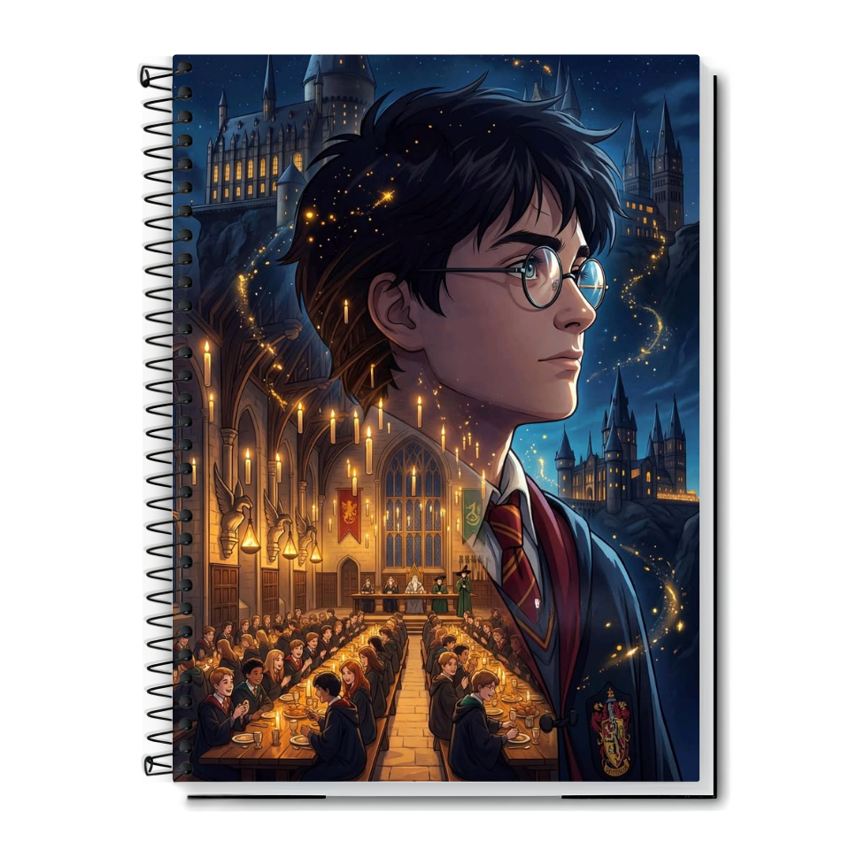 Caderno Universitário | Harry Potter | AI Designs | Capa Dura & Espiral 1,10,15 e 20 Matérias