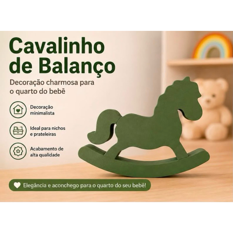 Cavalinho de Balanço Decoração Quarto Bebê Menino Menina Cavalo Decorativo Nicho Cômoda Prateleira