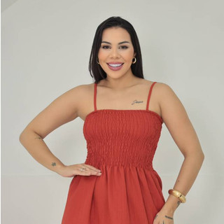 Vestido Elastex Curto com alças finas regulagem ajustável em tecido Duna Onda