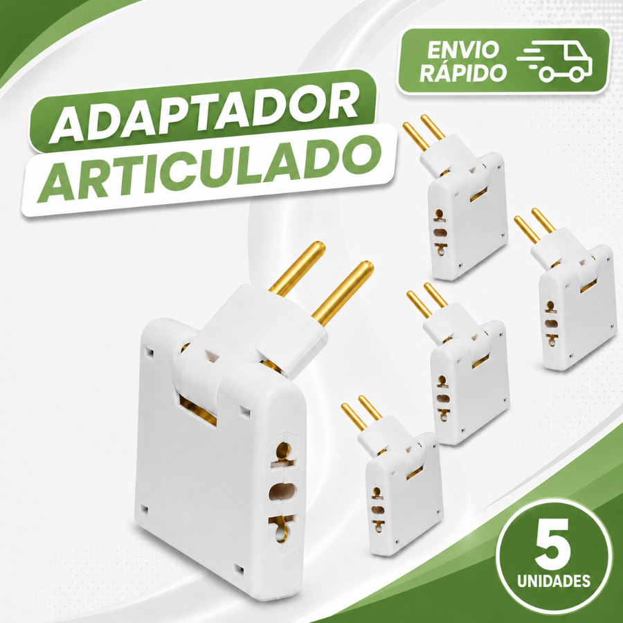 Kit 05 Adaptador Articulado Pino de Cobre Dobrável Tomada Bivolt 10A