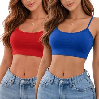Kit Com 02 Top Cropped Feminino Alcinha Básico Dia a Dia Confortável e confortável