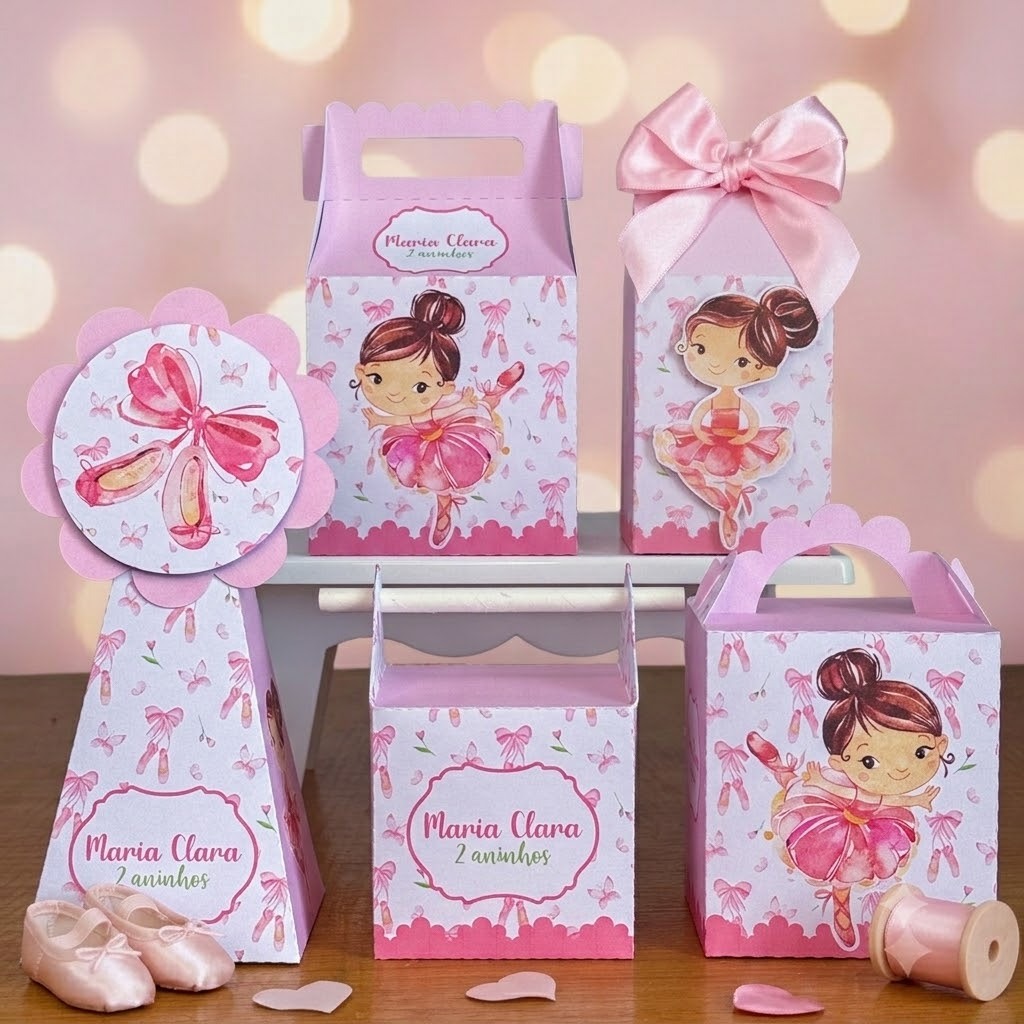 Kit Caixinha Personalizadas PEGUE E MONTE Bailarina Lembrancinhas Aniversário Infantil decoração de festa