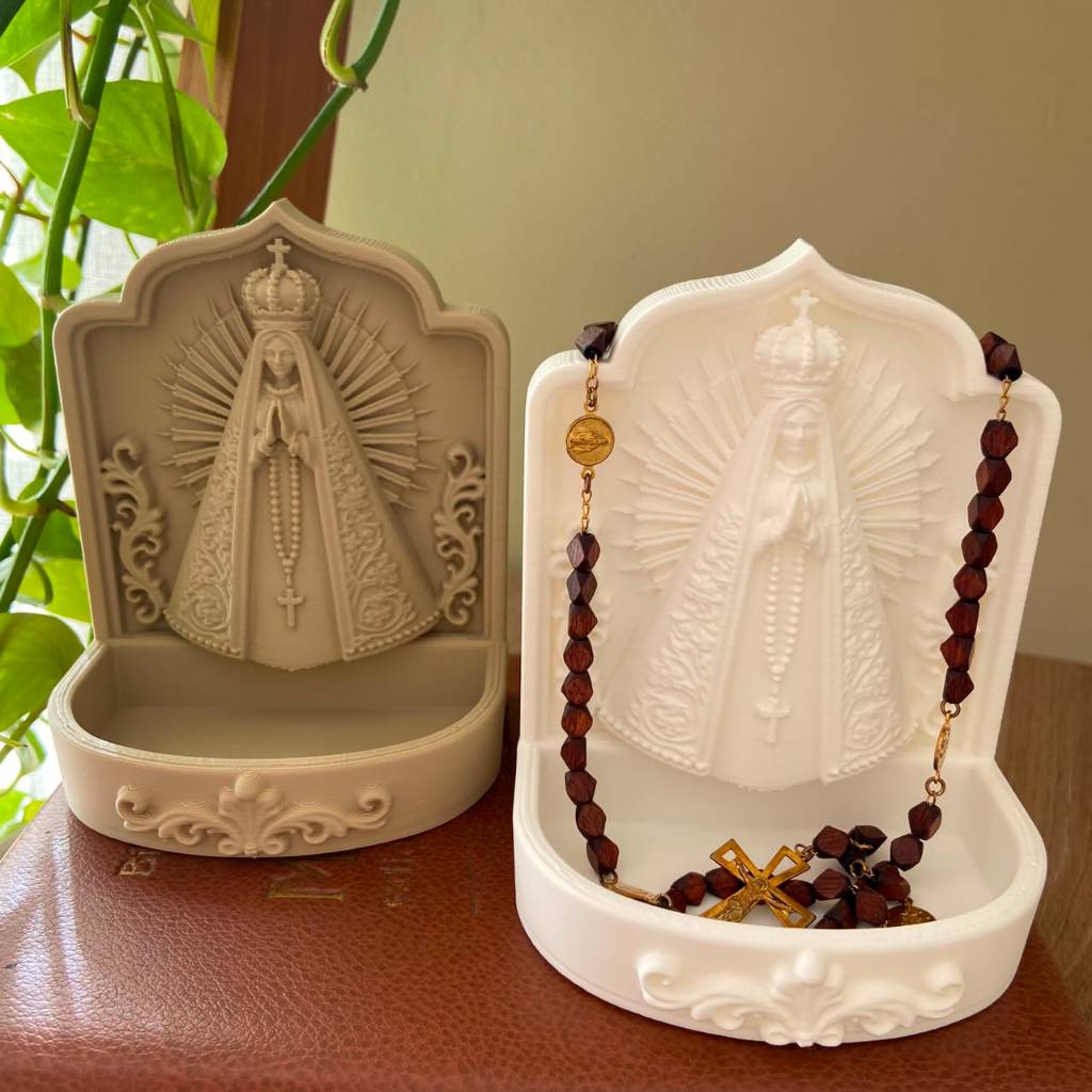Porta Terço Nossa Senhora Aparecida Altar De Mesa Decoração Católica Presente Batizado Crisma Casamento