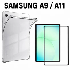 Kit Samsung Galaxy Tab A9 / A11 8,7 polegada Capa Slim + Película 9D Vidro P/ Tablet Transparente