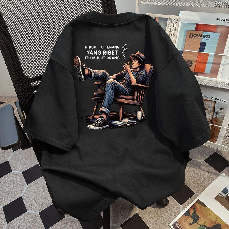 Camiseta Com Estampa Streetwear Oversized 100% algodão,Respirável,Unissex C3127