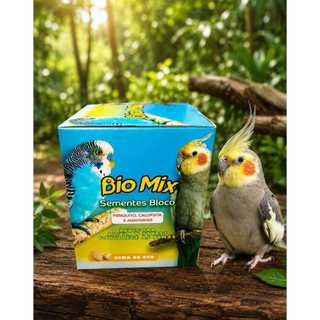 Kit 20 Blocos Sementes BioMix Calopsita Periquito Agapornis Alimento Pássaros Alivia Stress Fortalecedor de Penas