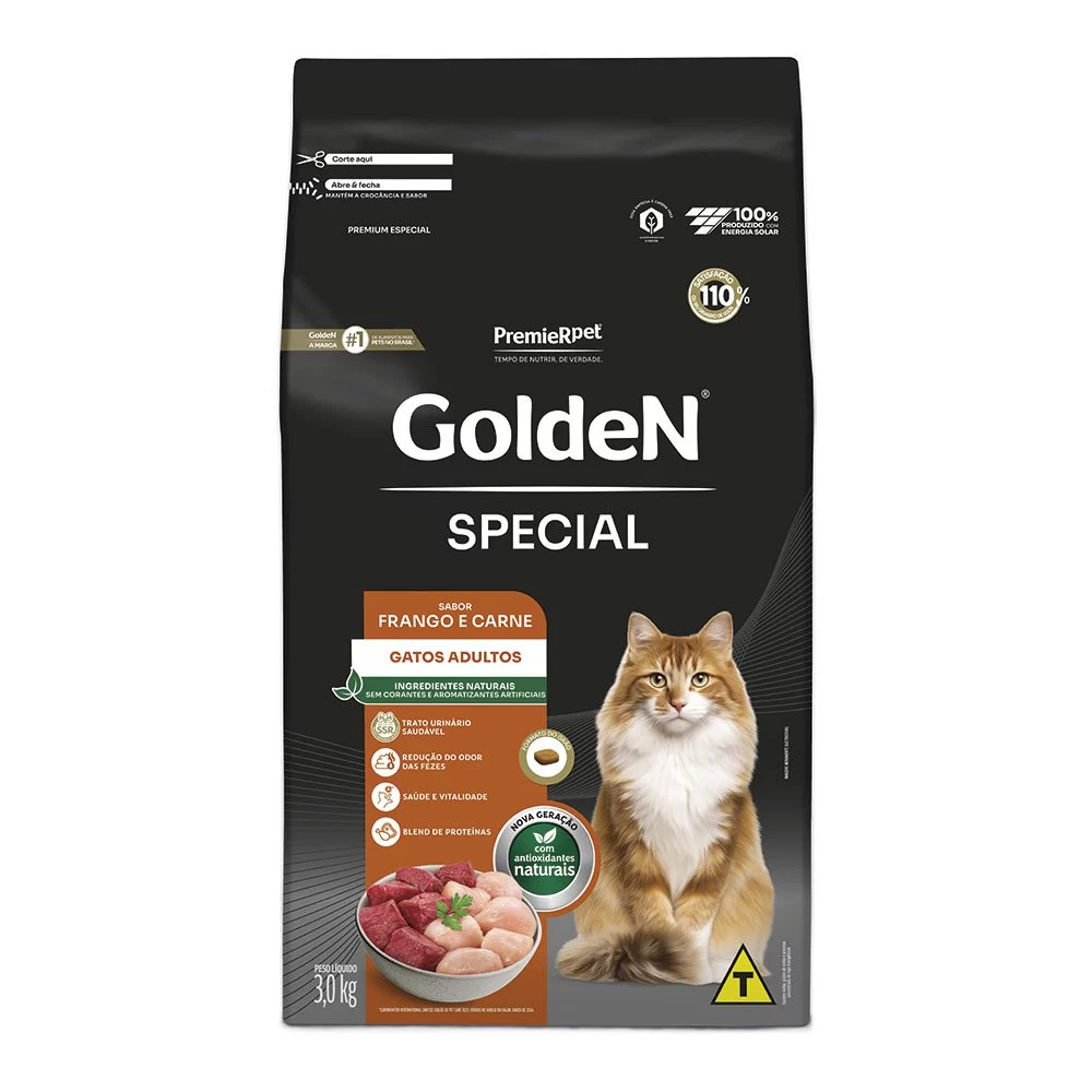 Ração Golden Special Gatos Adultos Frango e Carne 3kg