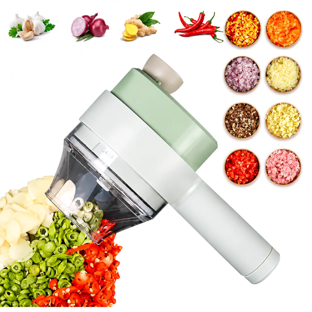 Triturador Elétrico De Legumes 4 Em 1 Sem Fio Recarregável USB Processador De Alimentos Premium — imagem 1