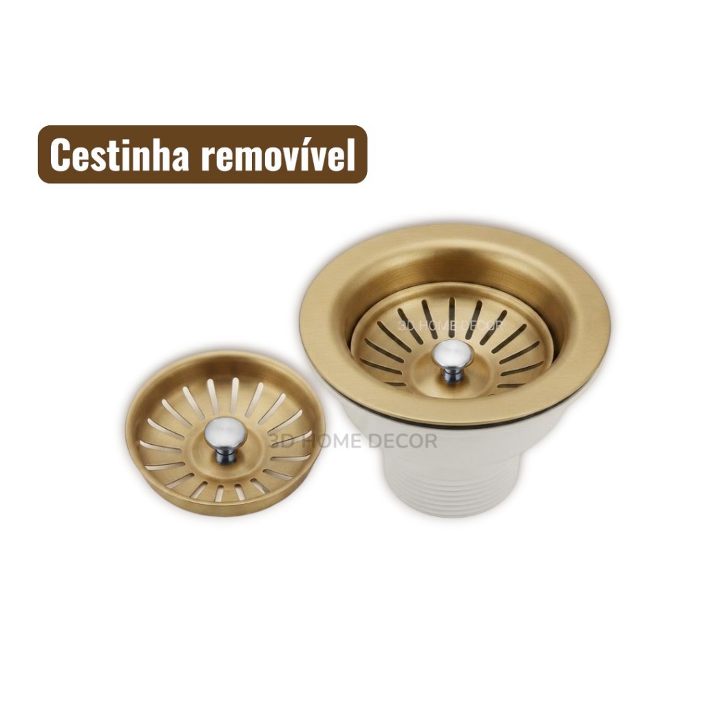 Válvula Pia Dourada 3.1/2 Válvula Metal Dourado Pia Americana Cozinha