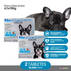 Kit 2 Antipulgas e Carrapatos NexGard 28,3 mg para Cães de 4,1 a 10 Kg - 1 Tablete