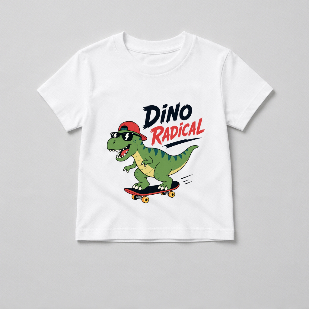 Camiseta Infantil Dino Radical 100% Algodão Estampa Dinossauro Divertida Confortável