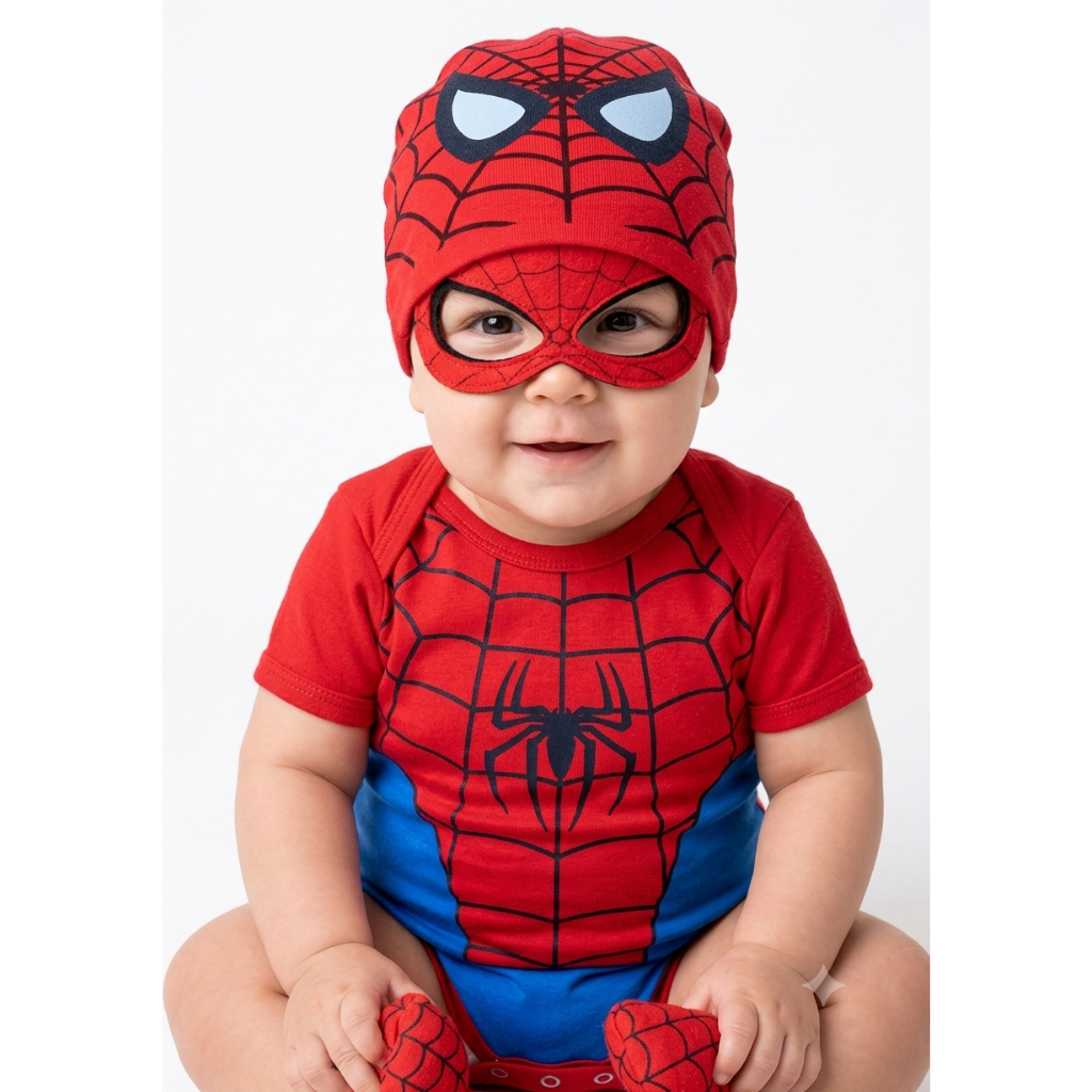 Body  Bebe Homem-Aranha Infantil Menino 100% Algodão Mêsversário Fantasia Infantil