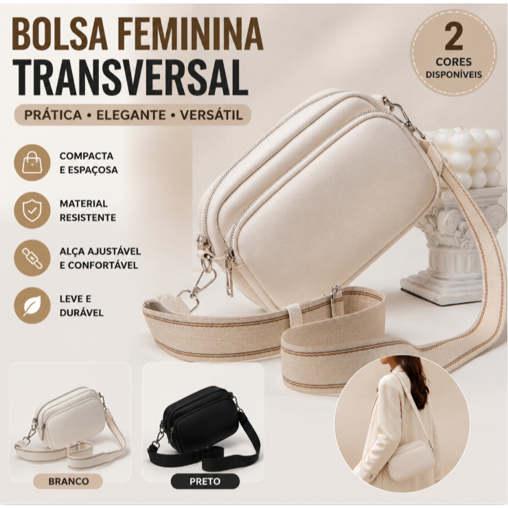 Bolsa Feminina De Ombro Transversal Com Alça Tecido Elegante