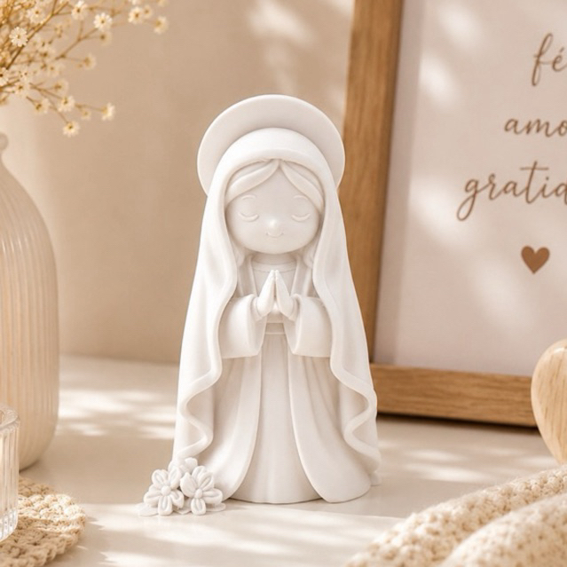 Imagem Miniatura Nossa Senhora Cristã Católica Decorativa Decoração Religiosa Delicada Presente Infantil Batizado