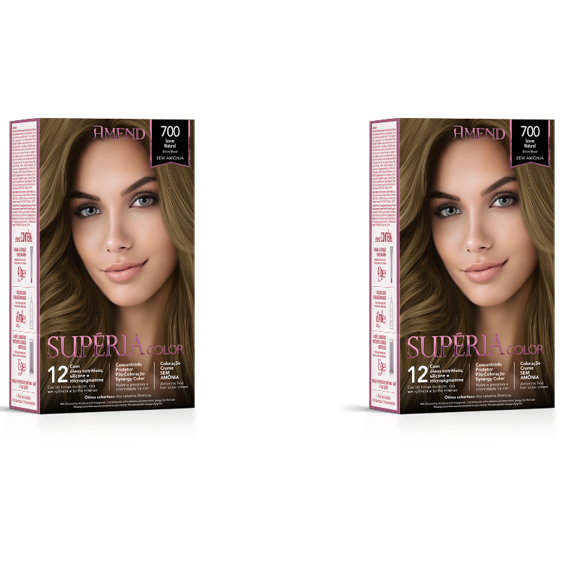 Kit 2 Un de Coloração Sem Amônia 700 Louro Natural - Amend Supéria Color
